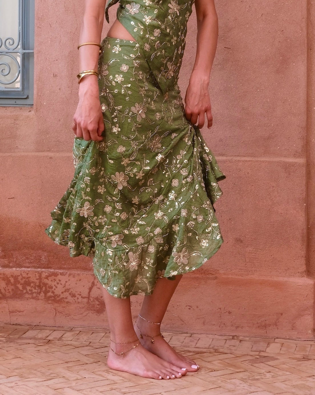 Waterfall skirt in 'Bottega'