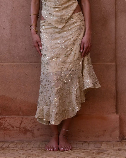 Waterfall skirt in 'Sahara'