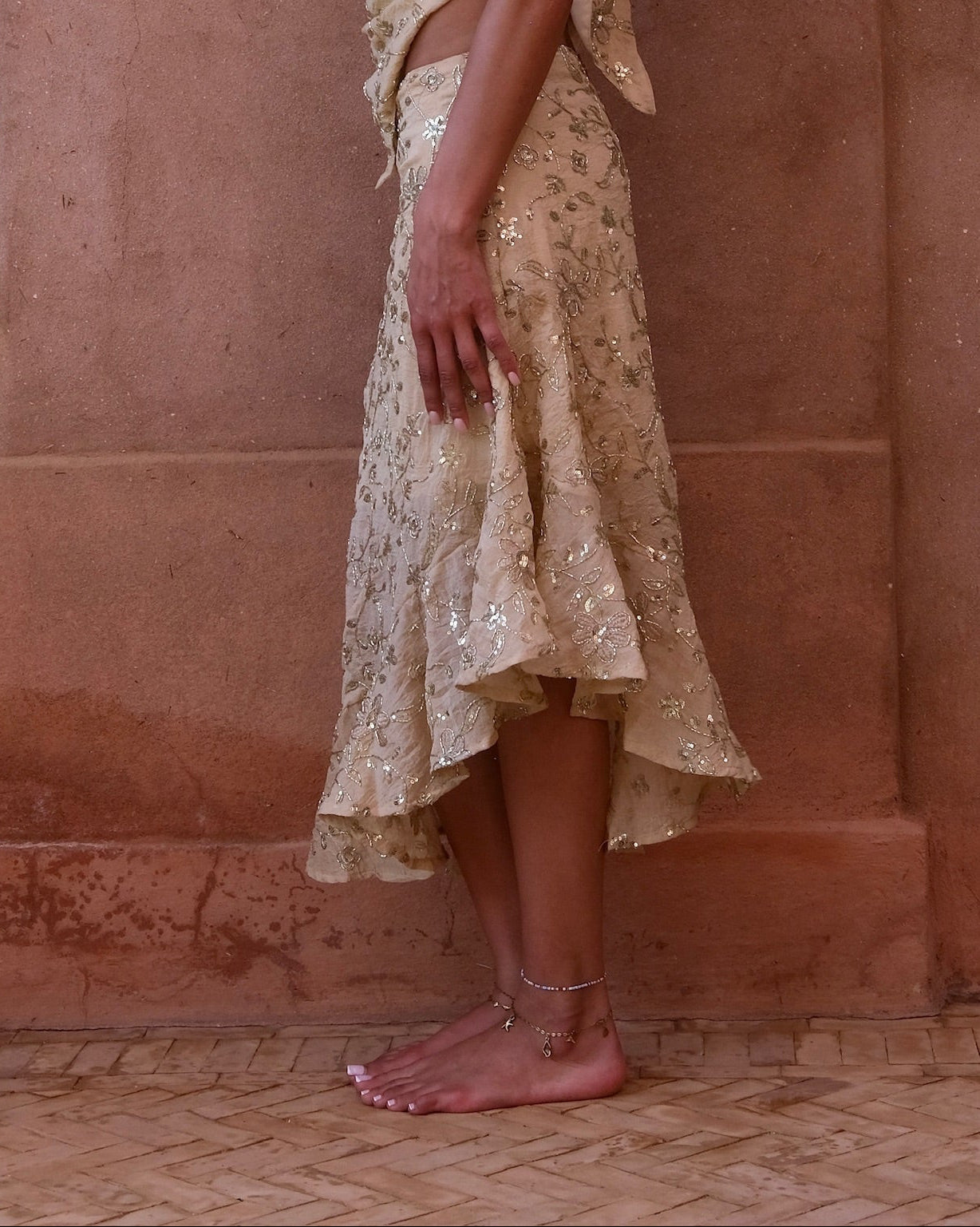 Waterfall skirt in 'Sahara'