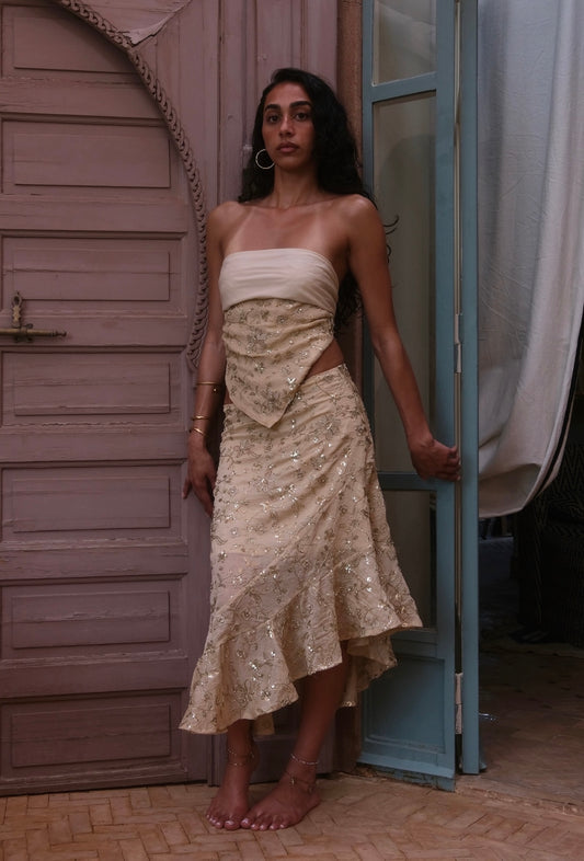 Waterfall skirt in 'Sahara'
